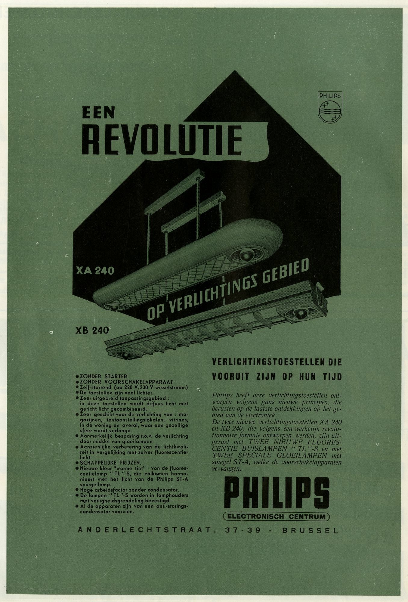 Reclame voor verlichtingstoestellen van het merk Philips