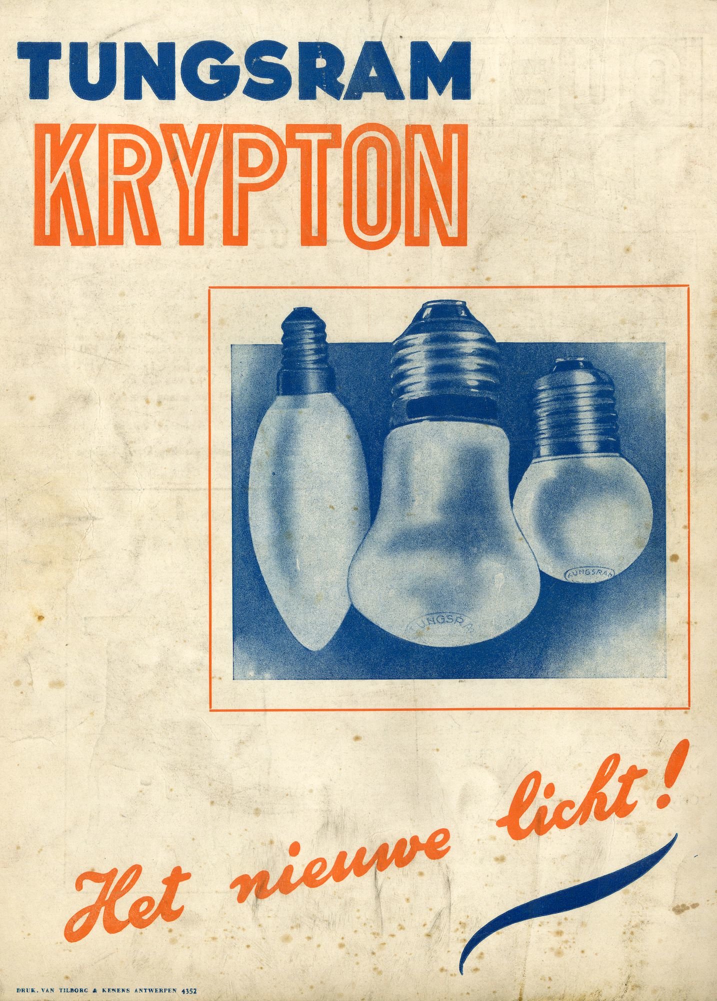 Reclame voor kryptonlampen van het merk Tungsram