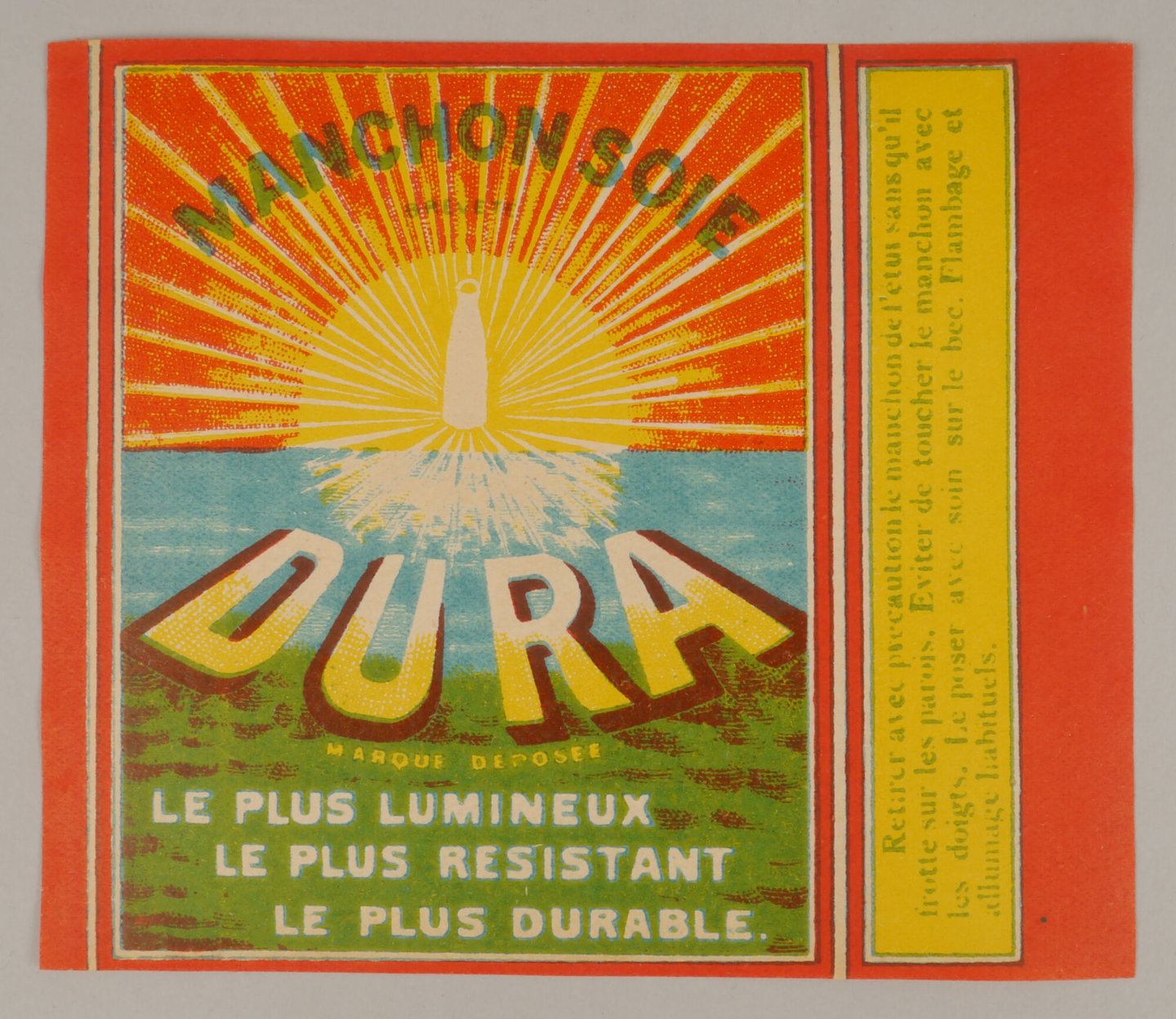 Verpakkingsetiket voor gloeikousje van het merk Dura