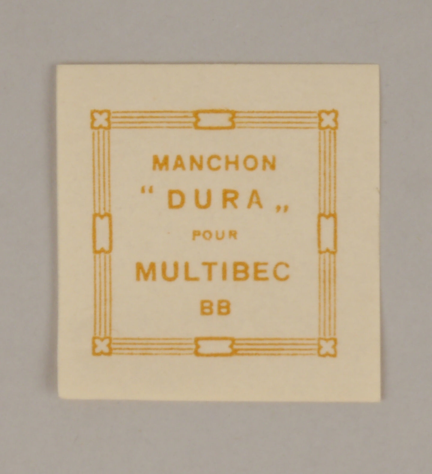 Verpakkingsetiket voor gloeikousje van het merk Dura