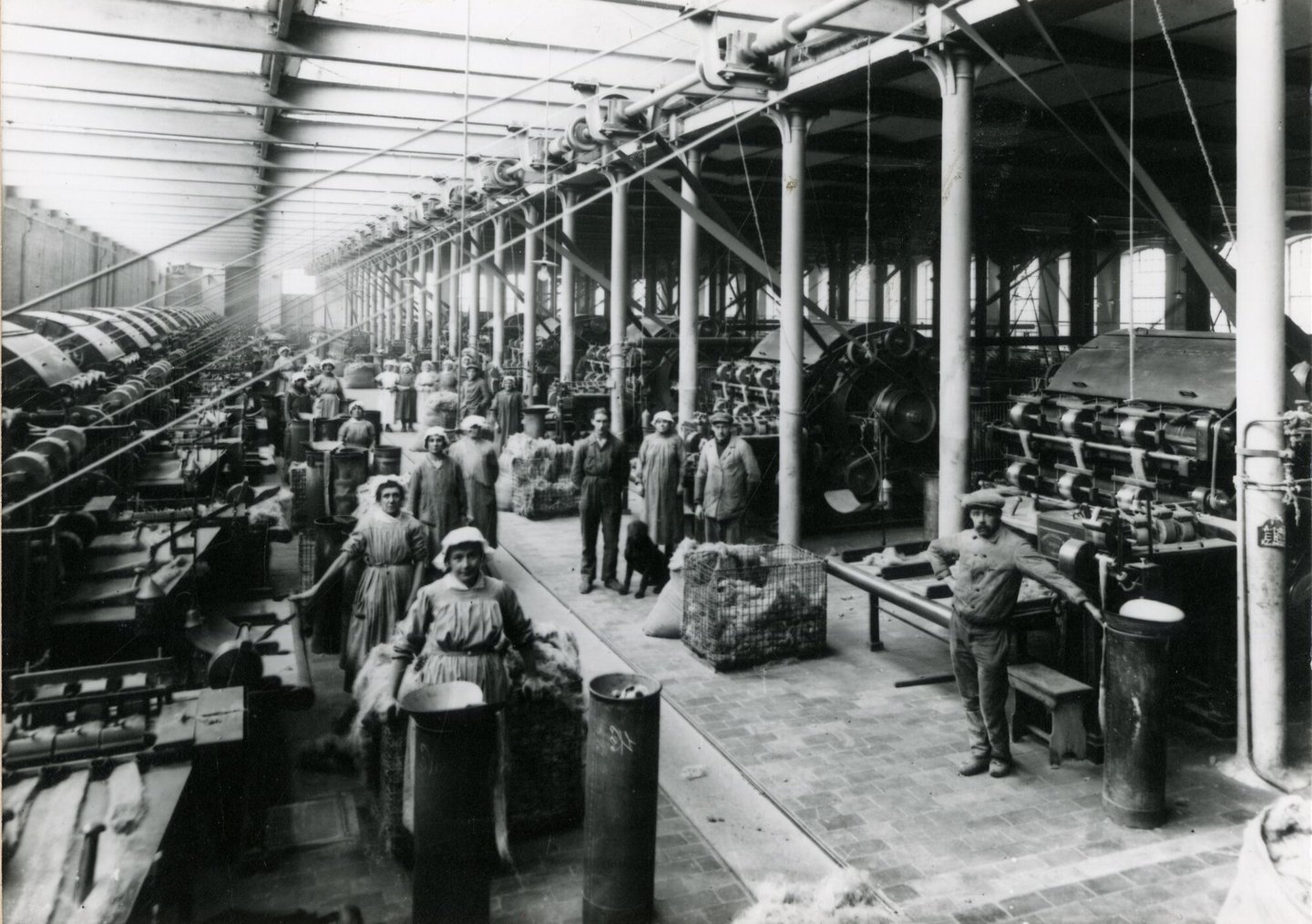 Binnenzicht van textielfabriek Union Linière in Gent