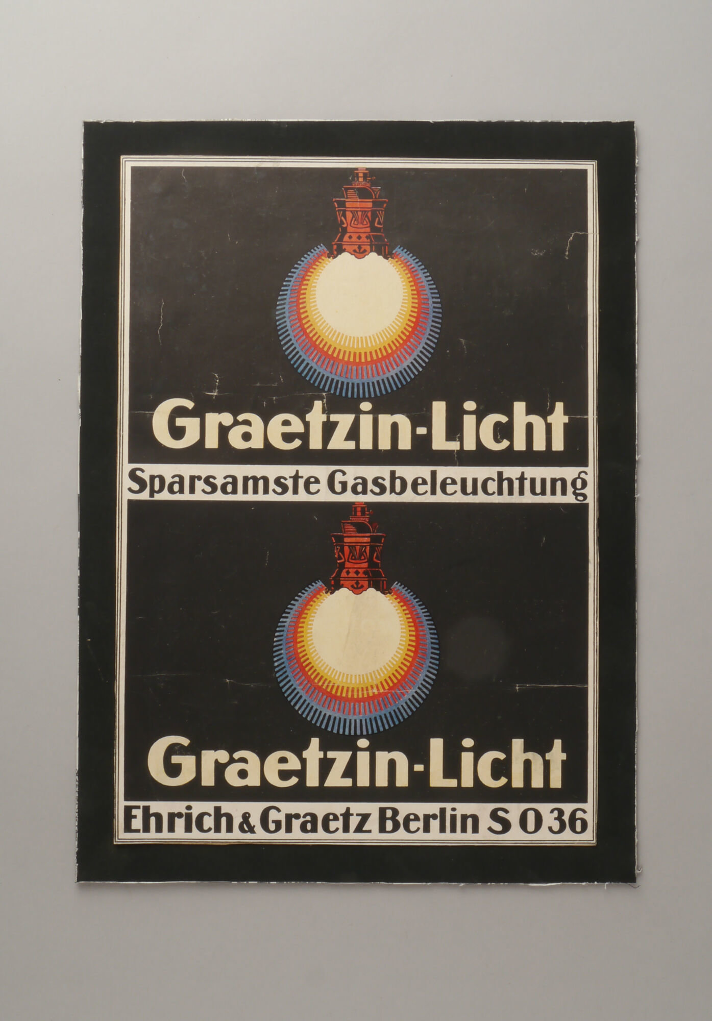 Reclameprent voor gasverlichting van het merk Graetzin