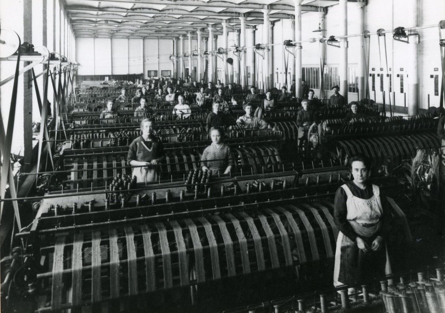 Binnenzicht van textielfabriek Union Linière in Gent