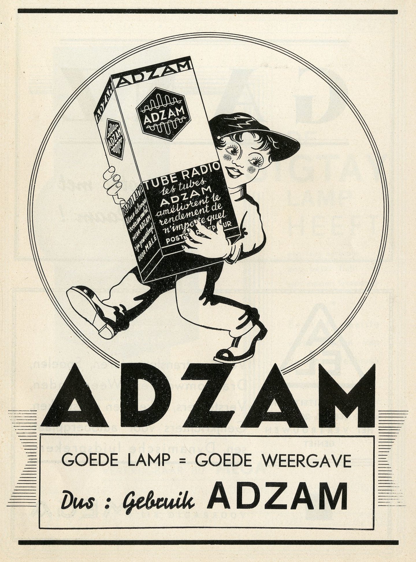 Reclame voor radiolampen van het merk Adzam
