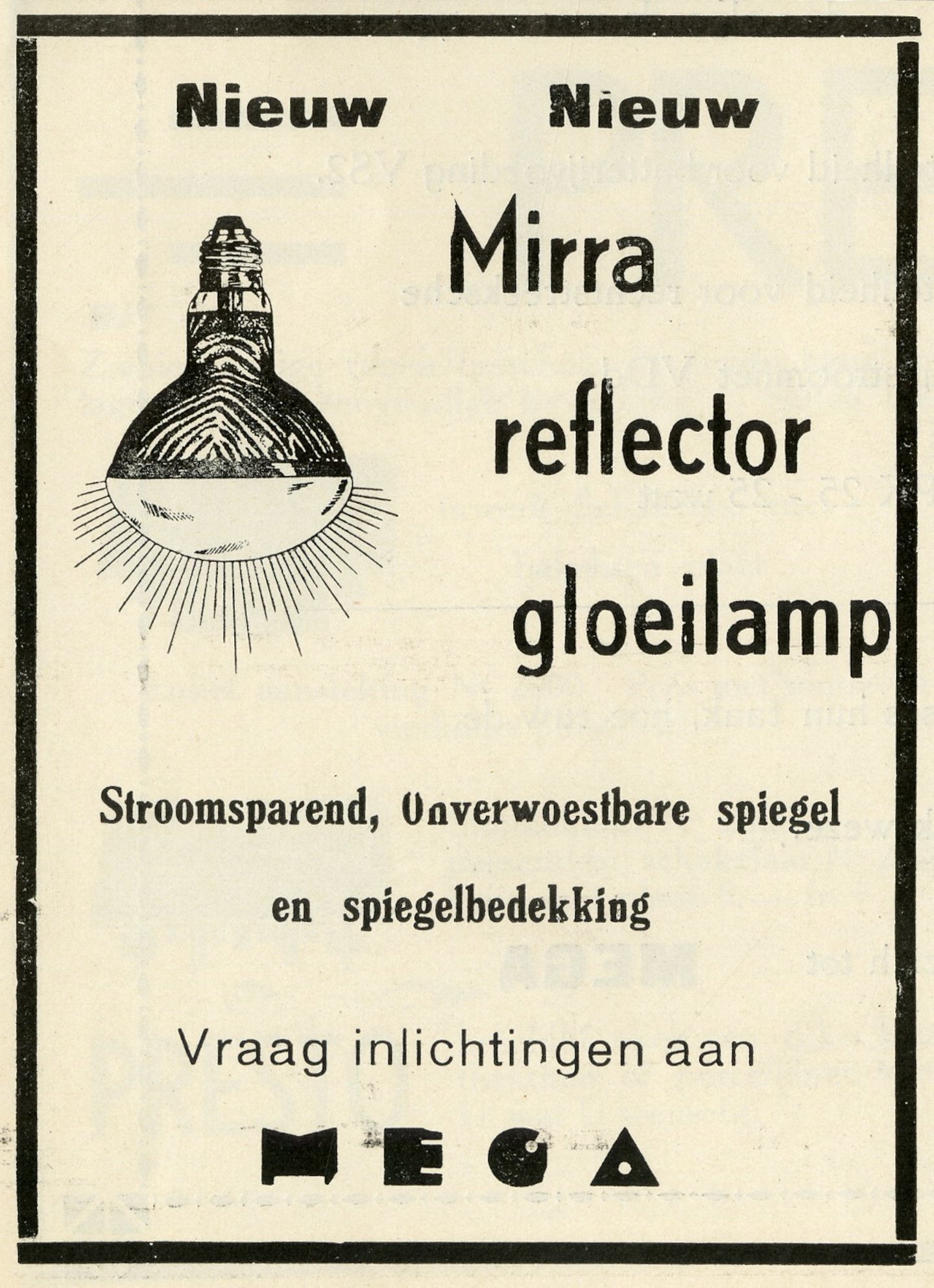 Reclame voor Mirra reflector gloeilampen