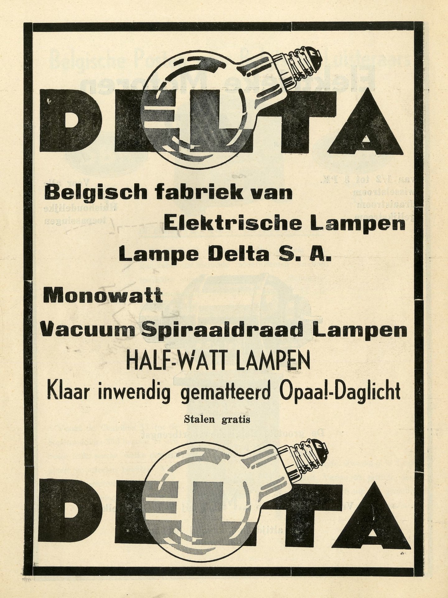 Reclame voor lampen van het merk Delta