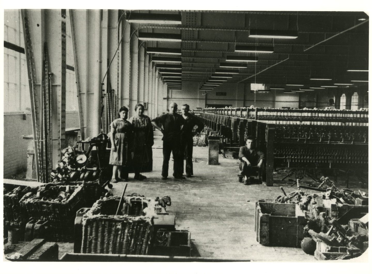 Binnenzicht van spinnerij textielfabriek La Louisiana in Gent