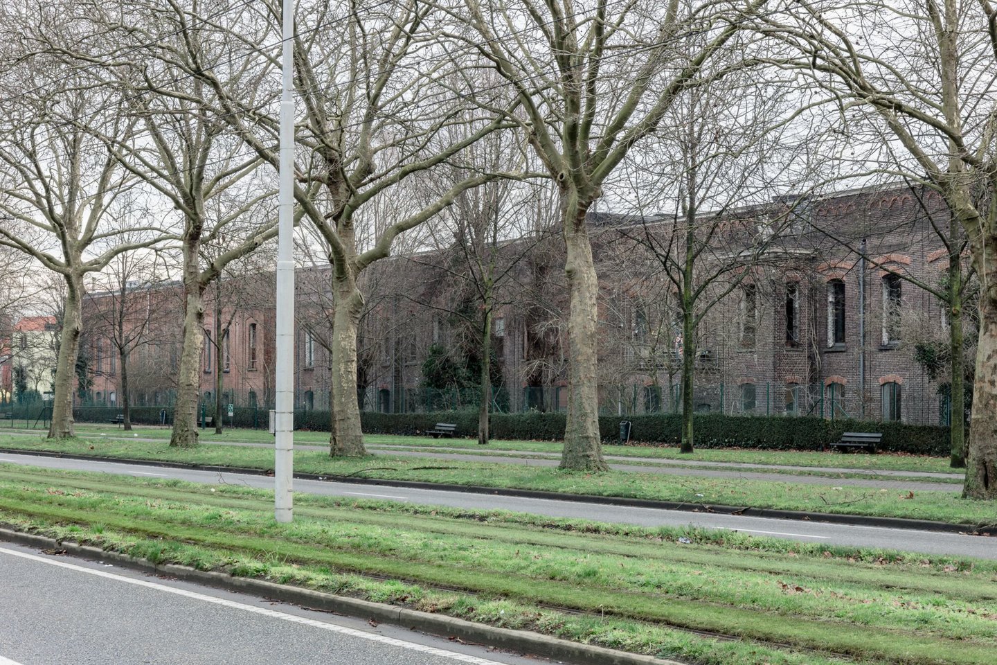 Buitenzicht van voormalige textielfabriek Florida in Gent