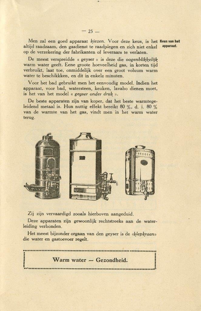 Informatiebrochure over het gebruik van gas in het huishouden uitgegeven door Vereeniging der Belgische Gasfabrikanten