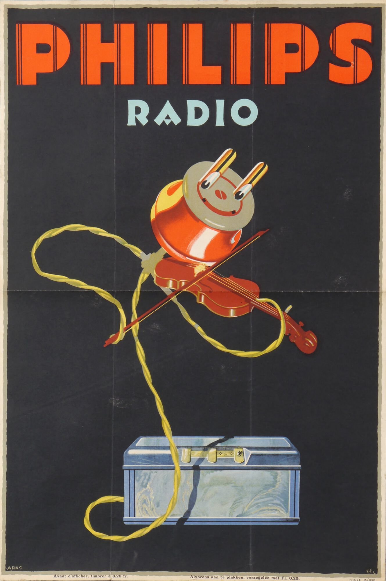 Reclameaffiche voor radio van het merk Philips