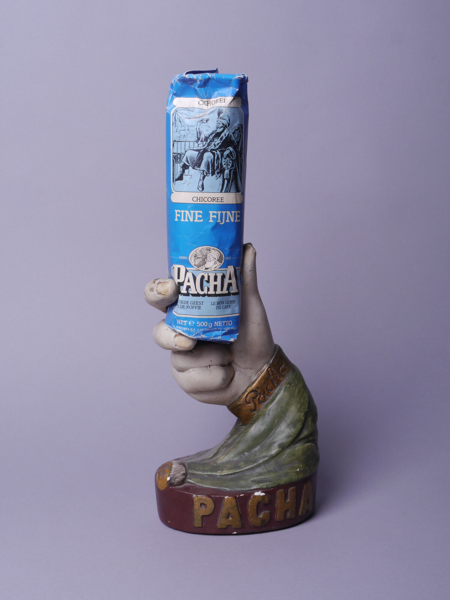 Etalagestuk met reclame voor cichorei van het merk Pacha