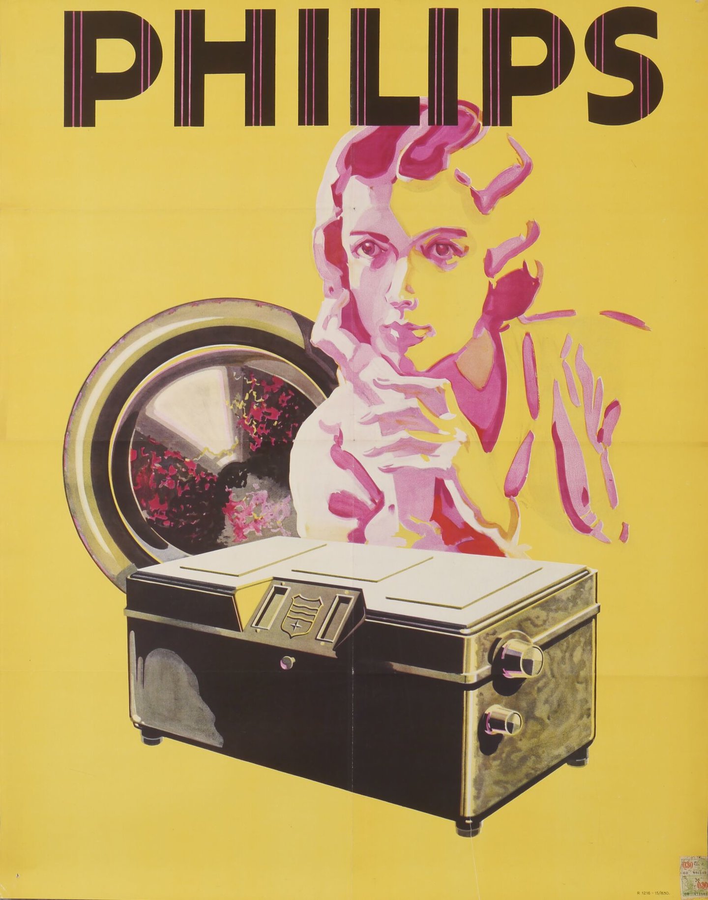 Reclameaffiche voor radio en luidspreker van het merk Philips