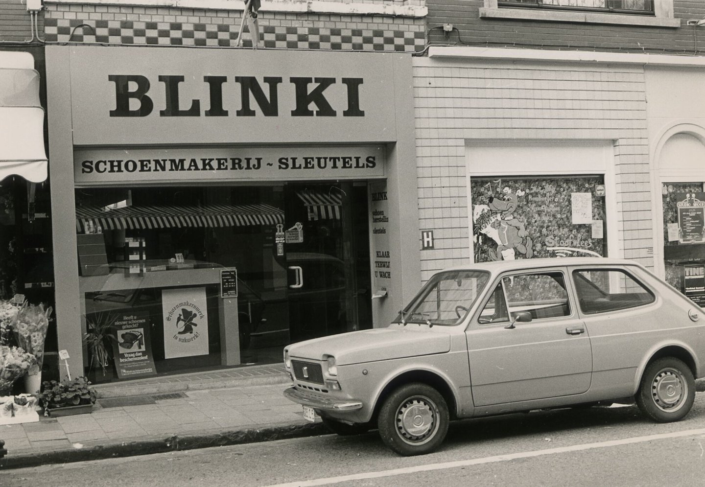 Etalage van schoenmakerij Blinki in Gent