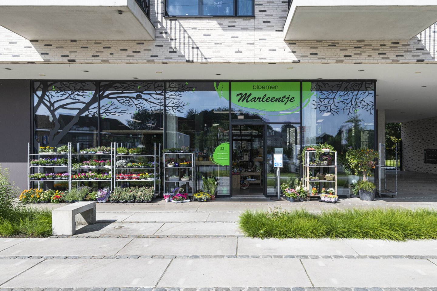 Etalage van bloemen- en plantenwinkel Marleentje in Wondelgem