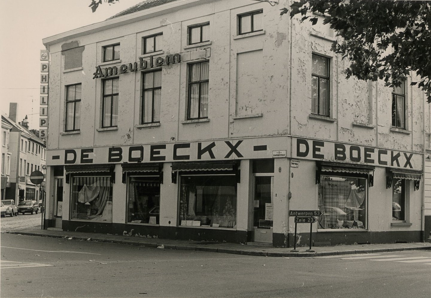 Etalage van gordijnhandel De Boeckx in Gent
