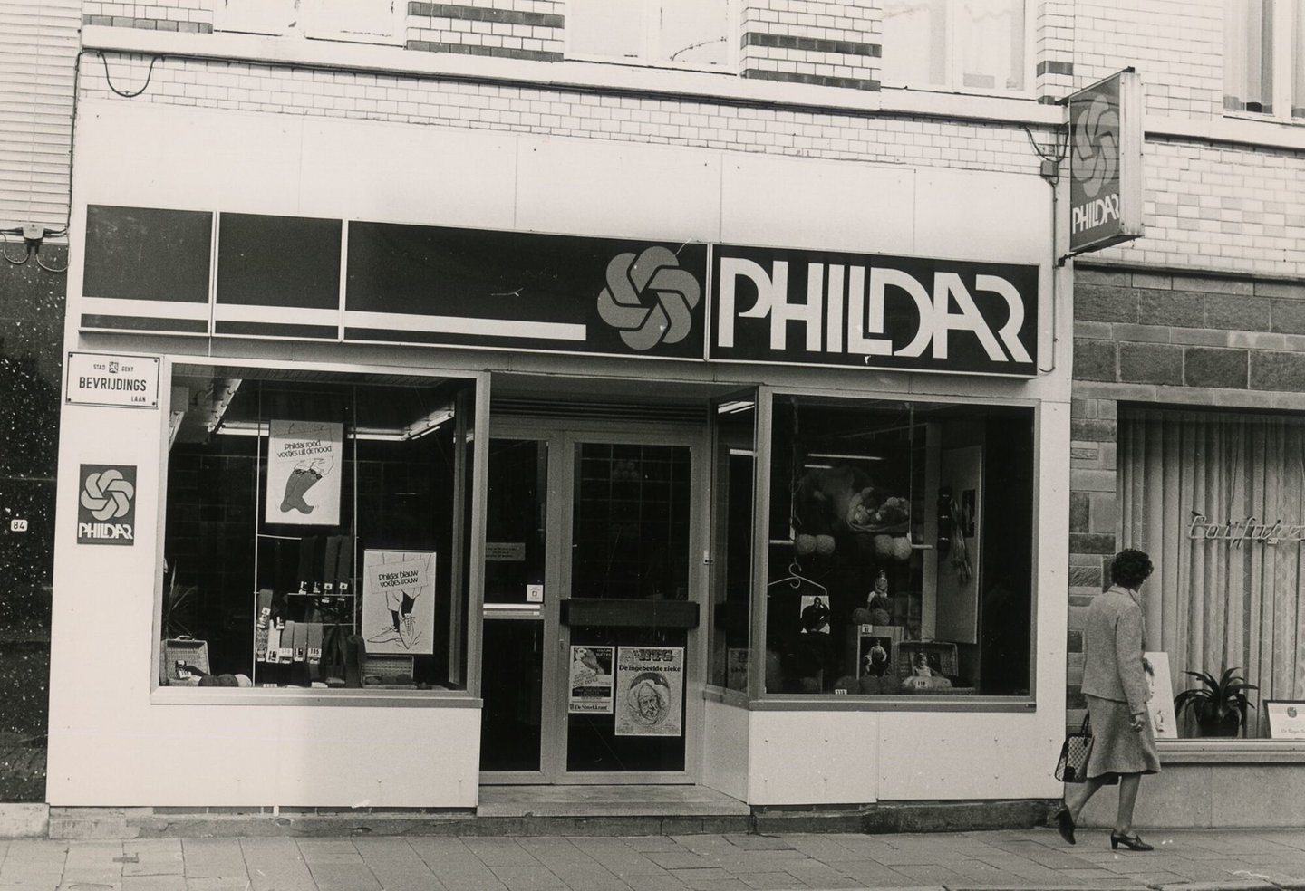 Etalage van breigoedwinkel Phildar in Gent