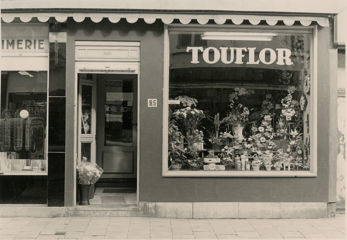 Etalage van bloemenwinkel Touflor in Gent