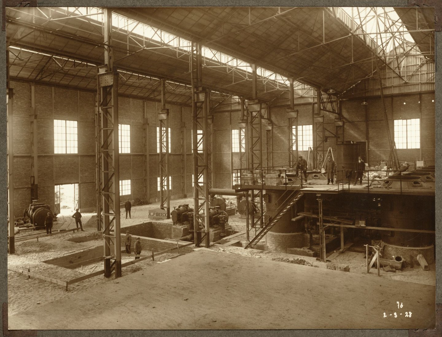 Bouw van atelier 'Bamag' en putten voor S.C.A.M-zaal van ammoniakfabriek van cokesfabriek Kuhlmann in Zelzate