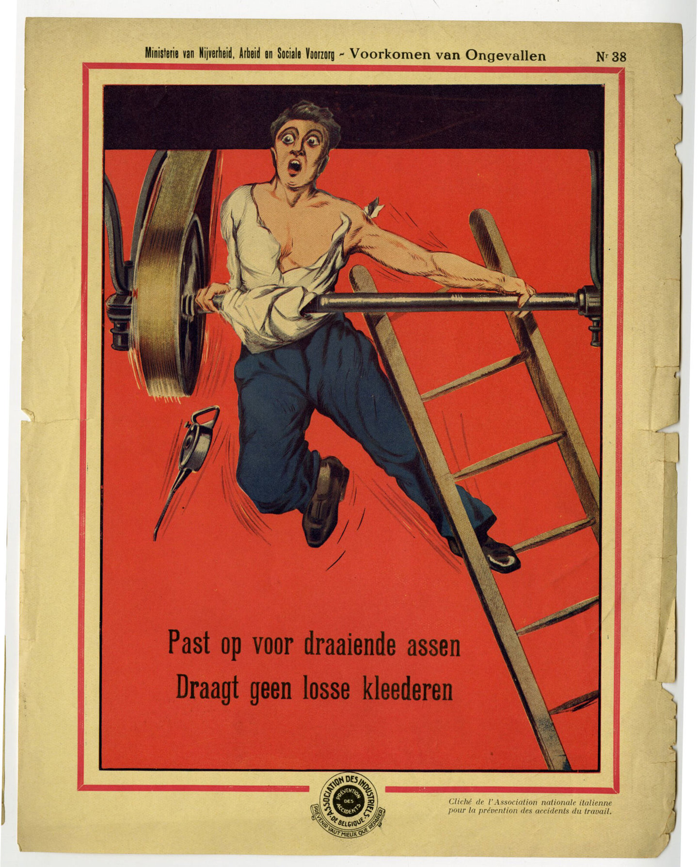 Affiche om de aandacht te vestigen op arbeidsveiligheid