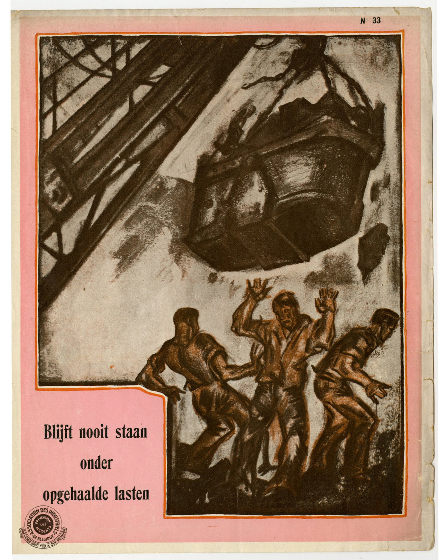 Affiche om de aandacht te vestigen op arbeidsveiligheid