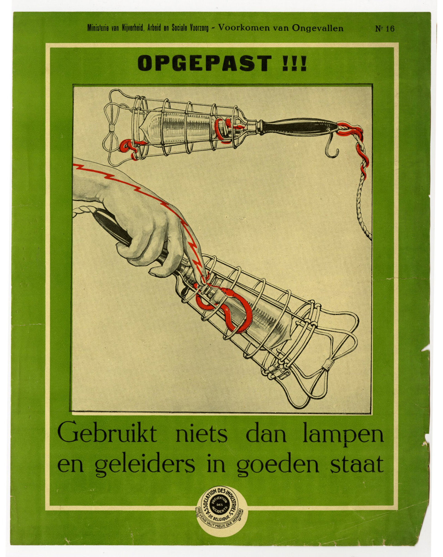 Affiche om de aandacht te vestigen op arbeidsveiligheid