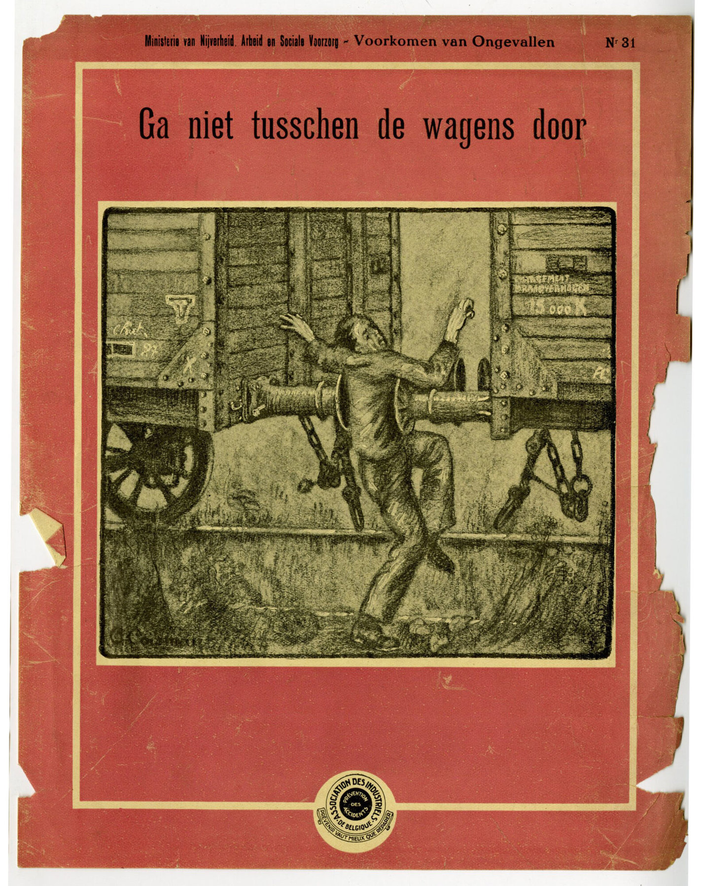 Affiche om de aandacht te vestigen op arbeidsveiligheid