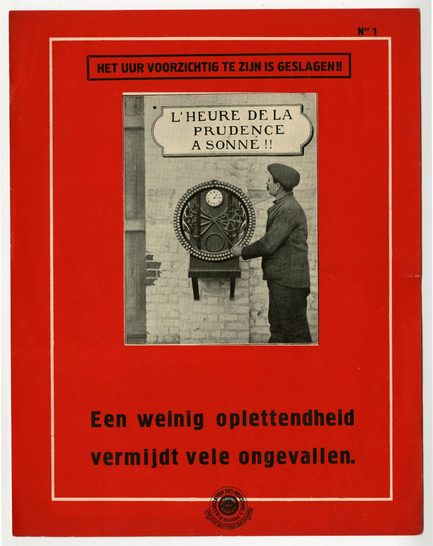 Affiche om de aandacht te vestigen op arbeidsveiligheid