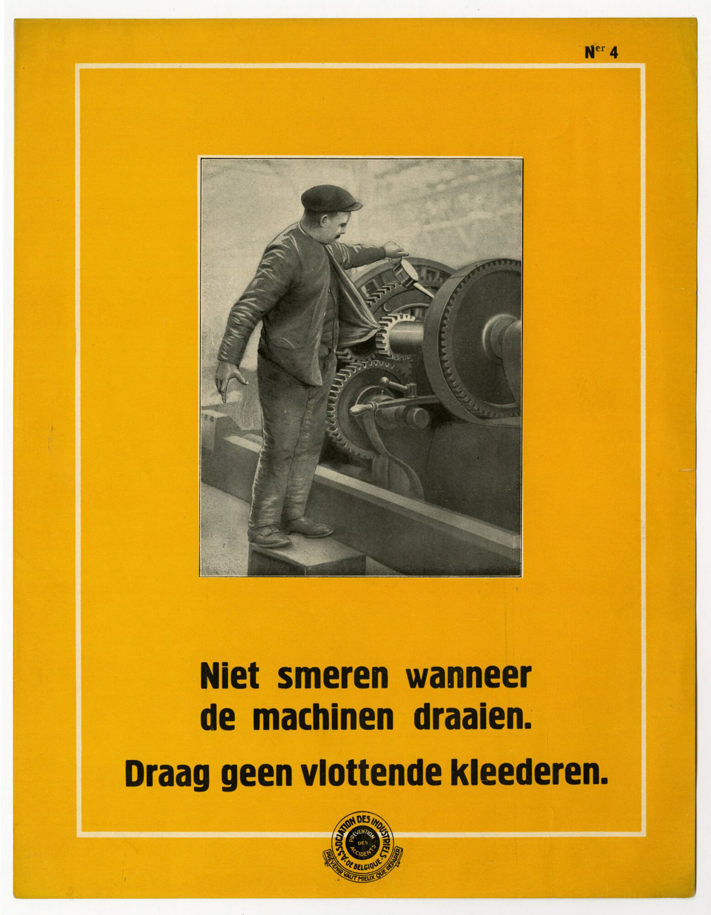 Affiche om de aandacht te vestigen op arbeidsveiligheid