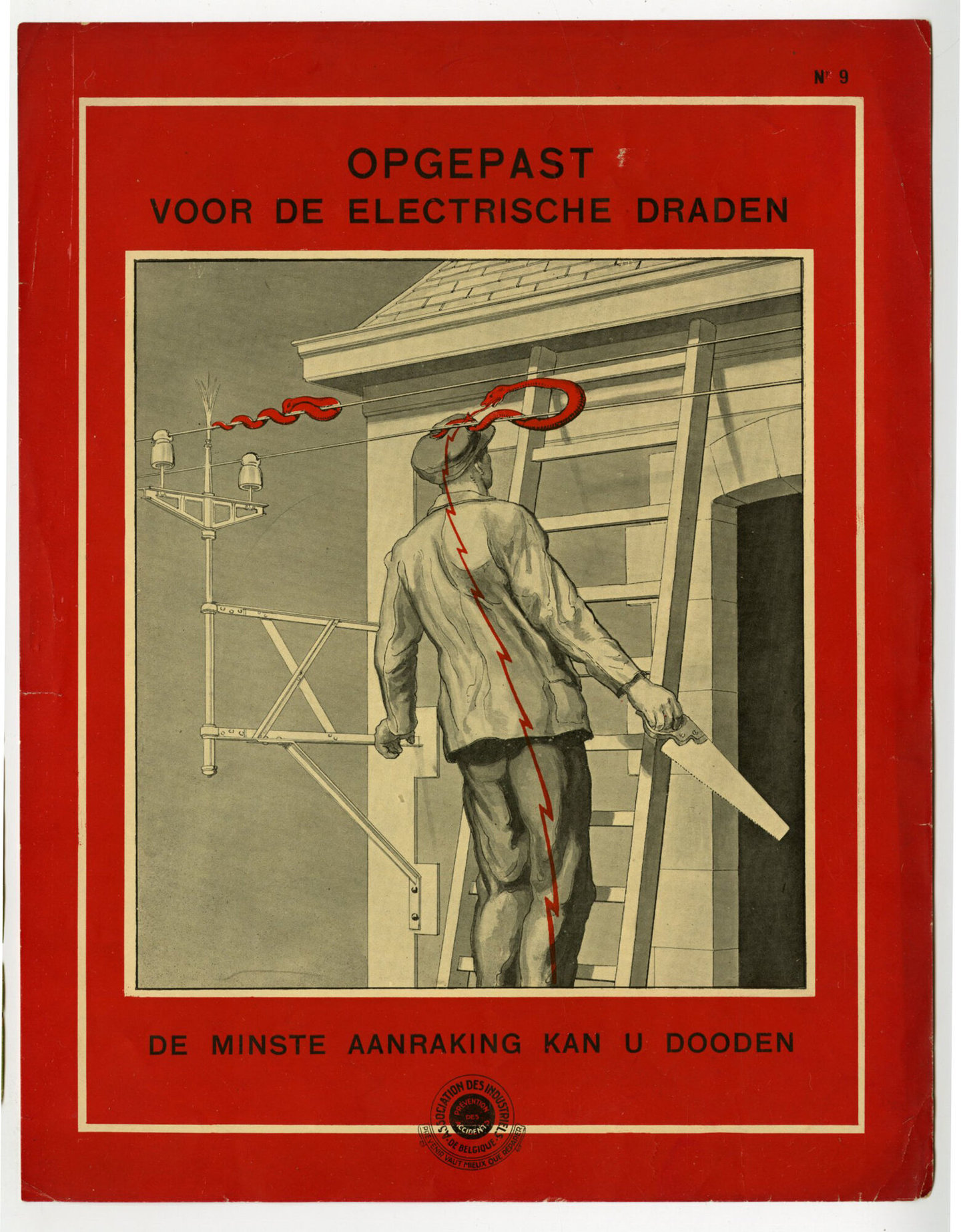 Affiche om de aandacht te vestigen op arbeidsveiligheid
