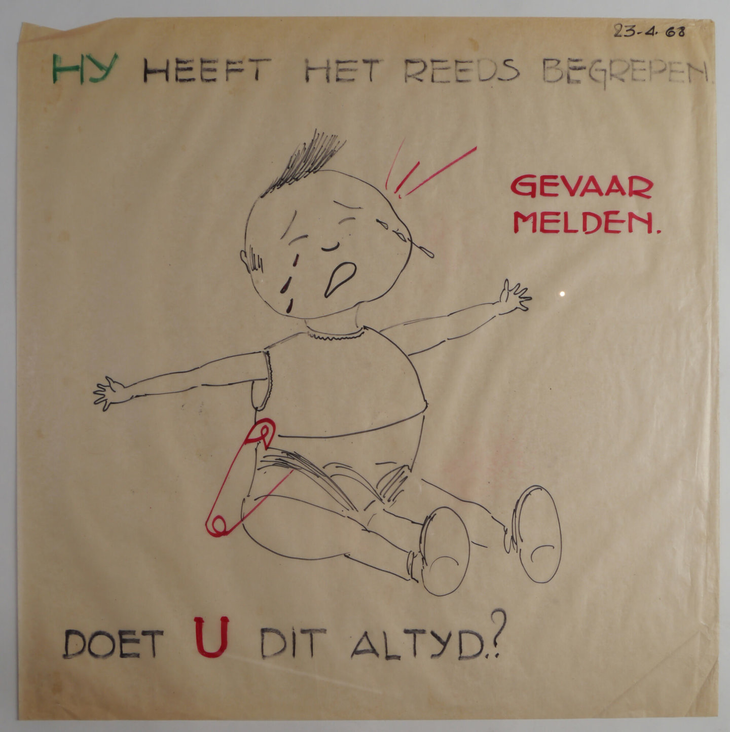 Handgetekende affiche om de aandacht te vestigen op arbeidsveiligheid