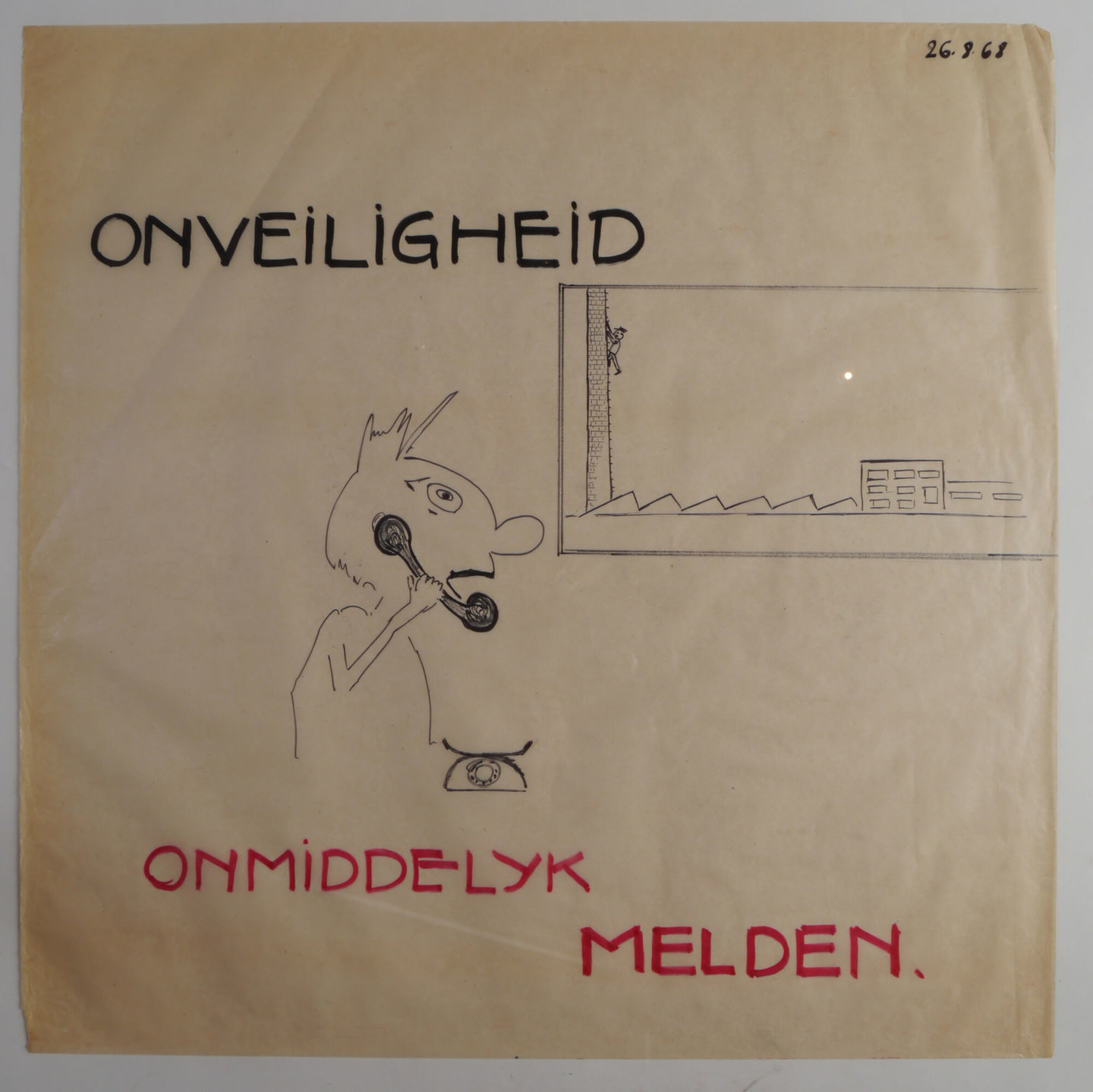 Handgetekende affiche om de aandacht te vestigen op arbeidsveiligheid