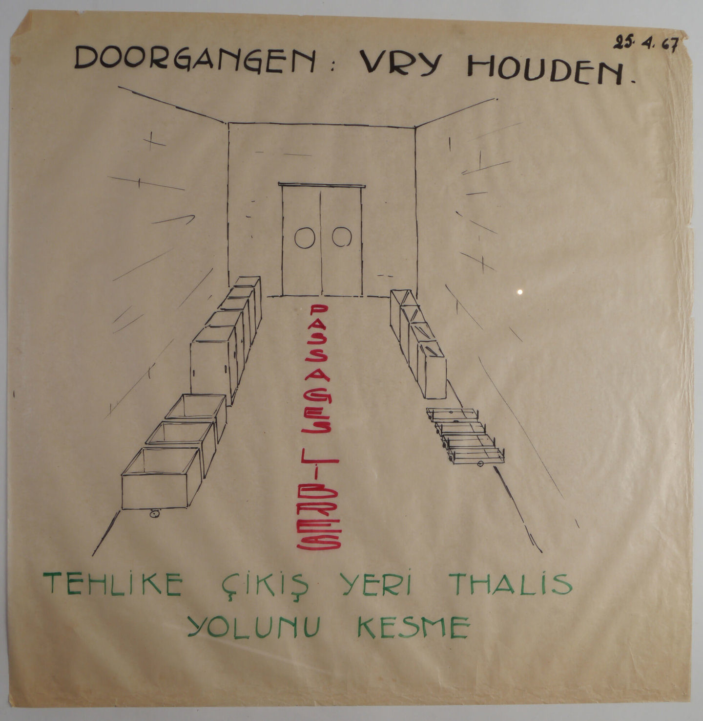 Handgetekende affiche om de aandacht te vestigen op arbeidsveiligheid