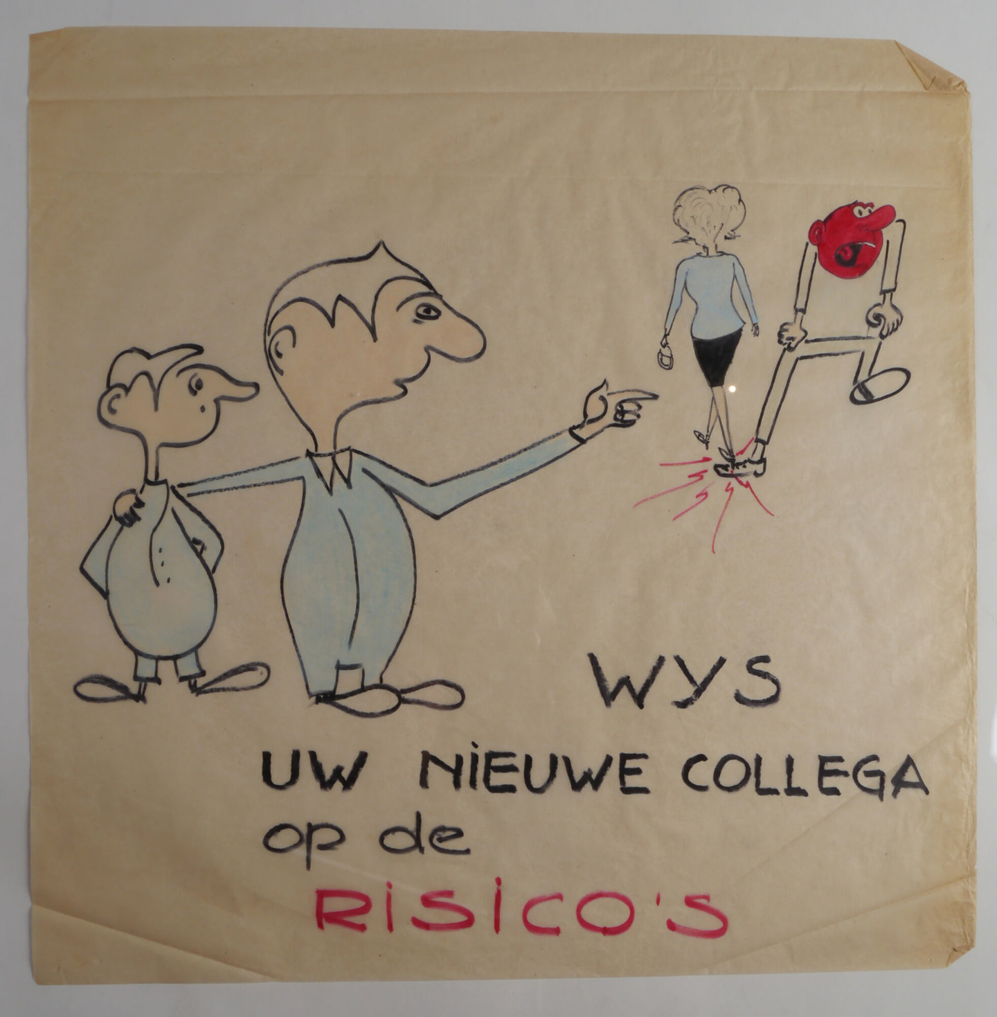 Handgetekende affiche om de aandacht te vestigen op arbeidsveiligheid