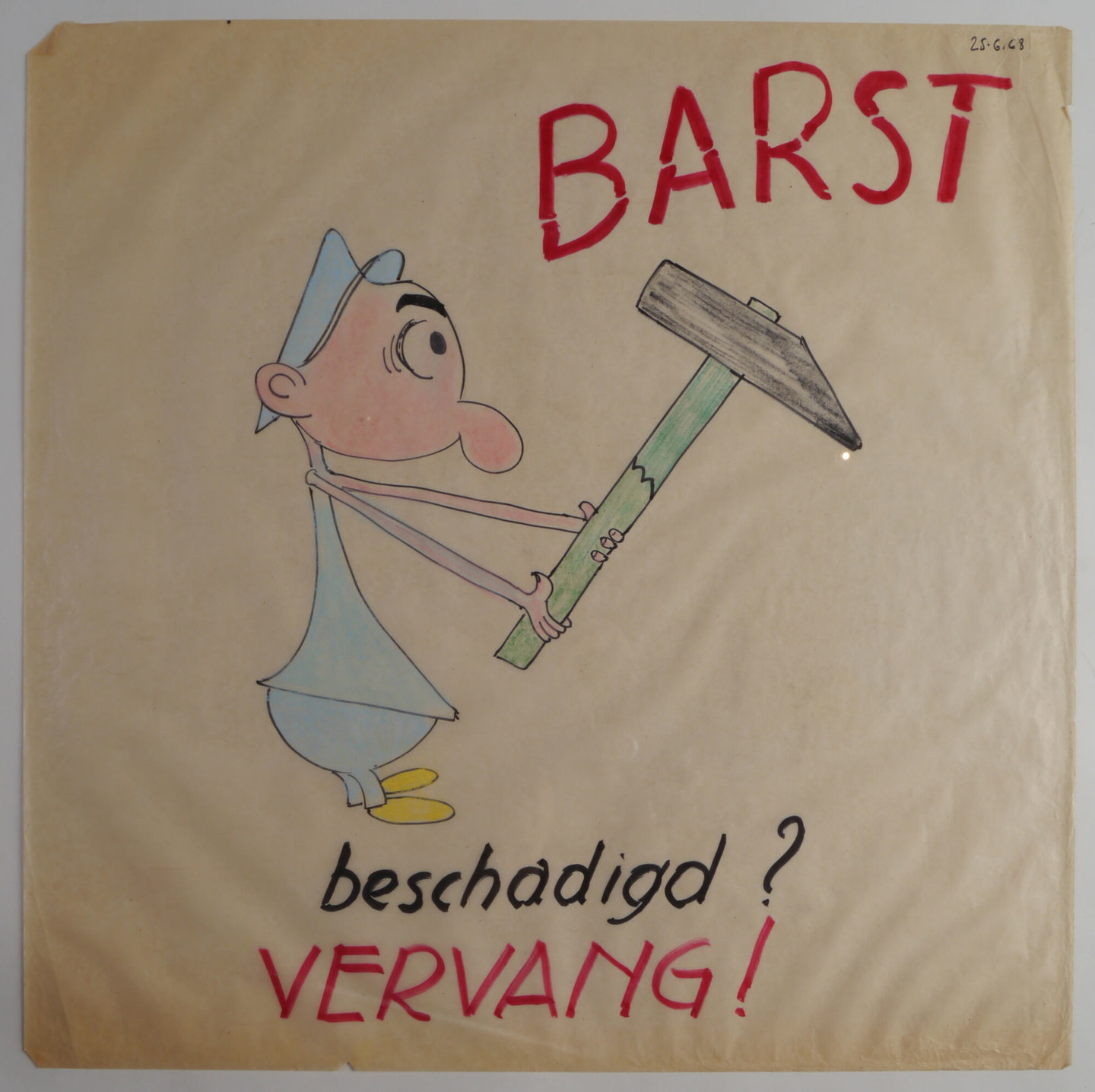 Handgetekende affiche om de aandacht te vestigen op arbeidsveiligheid