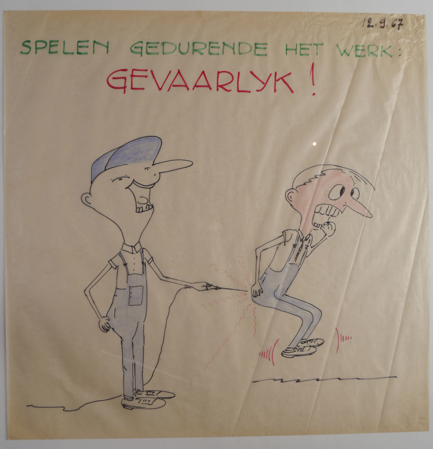 Handgetekende affiche om de aandacht te vestigen op arbeidsveiligheid