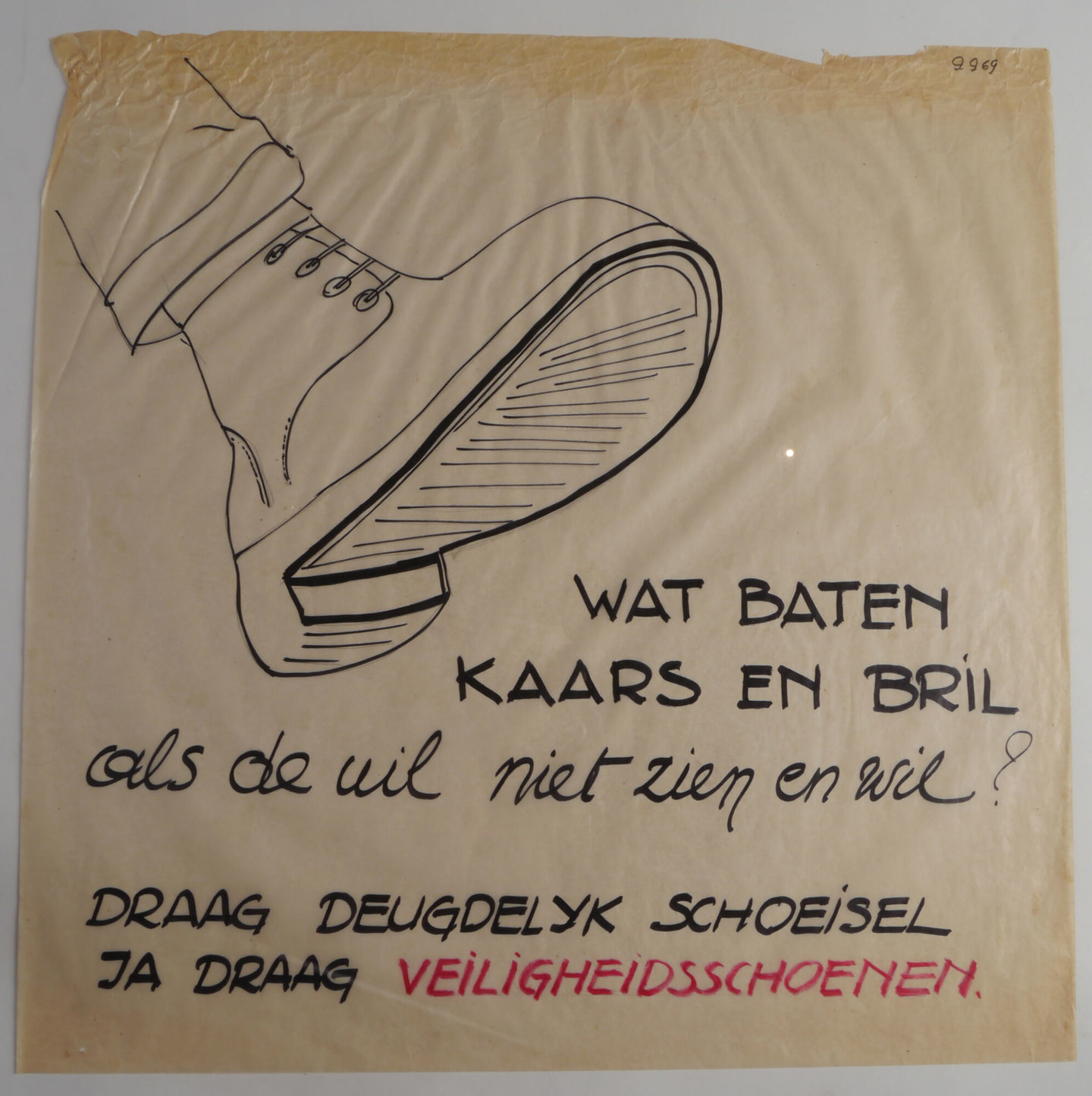 Handgetekende affiche om de aandacht te vestigen op arbeidsveiligheid