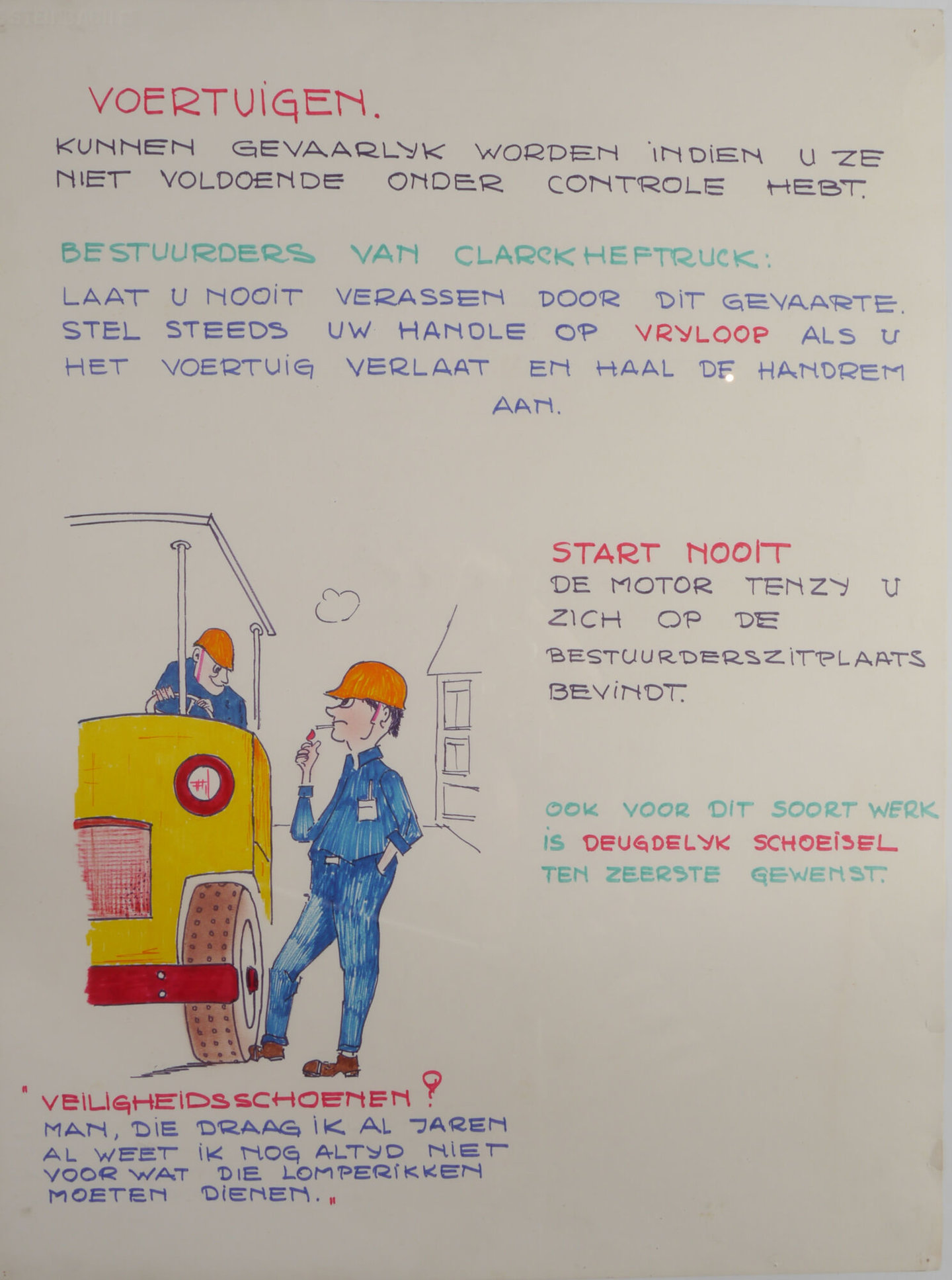 Handgetekende affiche om de aandacht te vestigen op arbeidsveiligheid