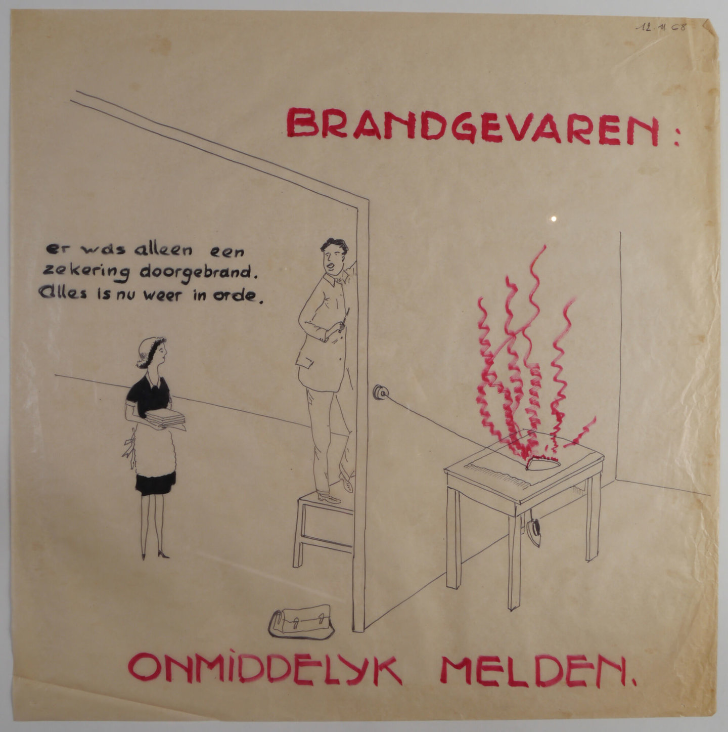 Handgetekende affiche om de aandacht te vestigen op arbeidsveiligheid