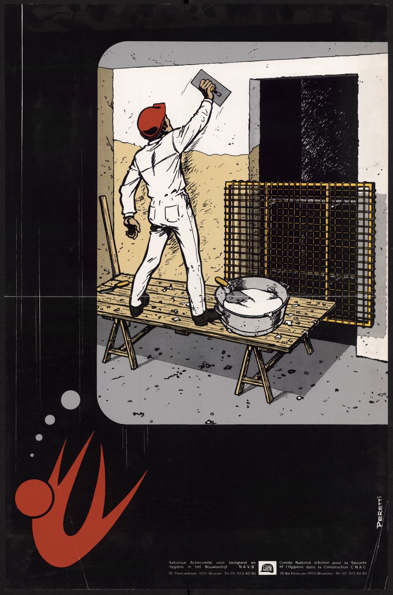 Affiche om de aandacht te vestigen op arbeidsveiligheid