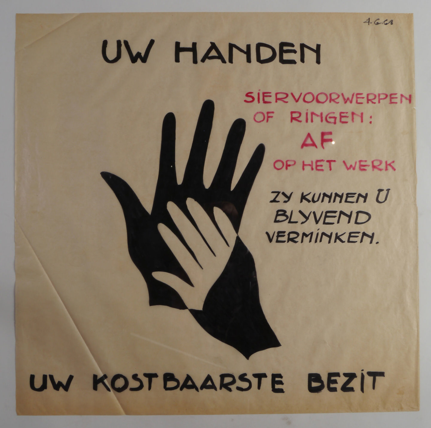 Handgetekende affiche om de aandacht te vestigen op arbeidsveiligheid