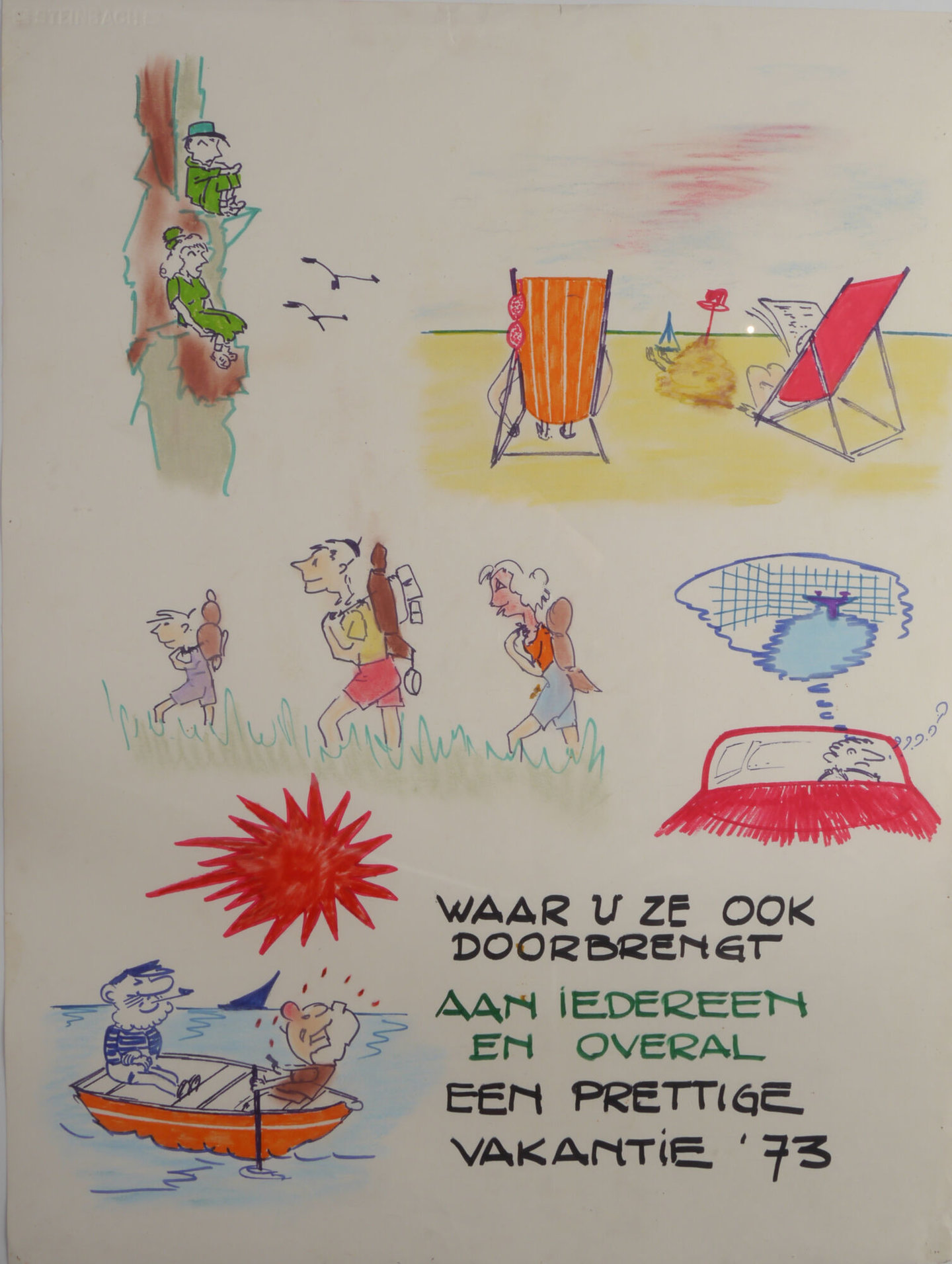 Handgetekende affiche om werknemers een goed verlof te wensen
