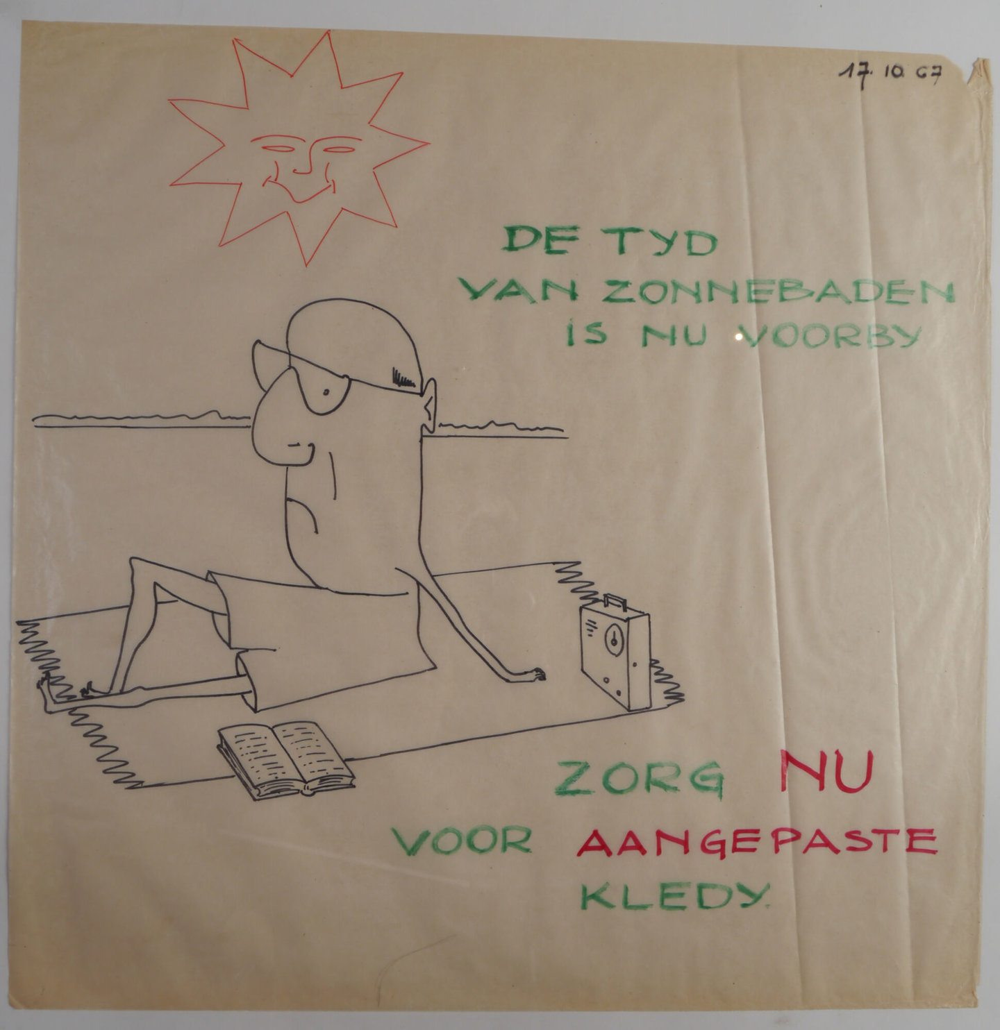 Handgetekende affiche om de aandacht te vestigen op arbeidsveiligheid