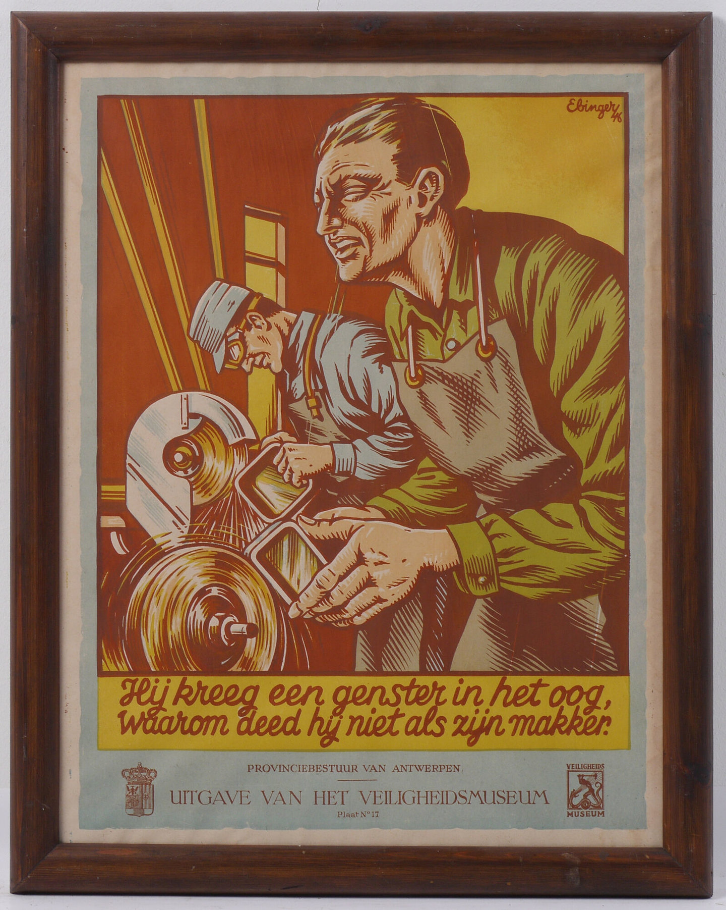 Affiche om de aandacht te vestigen op arbeidsveiligheid