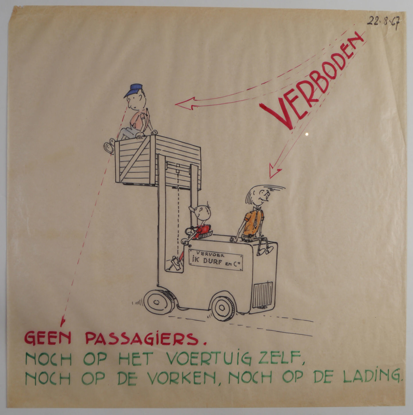 Handgetekende affiche om de aandacht te vestigen op arbeidsveiligheid