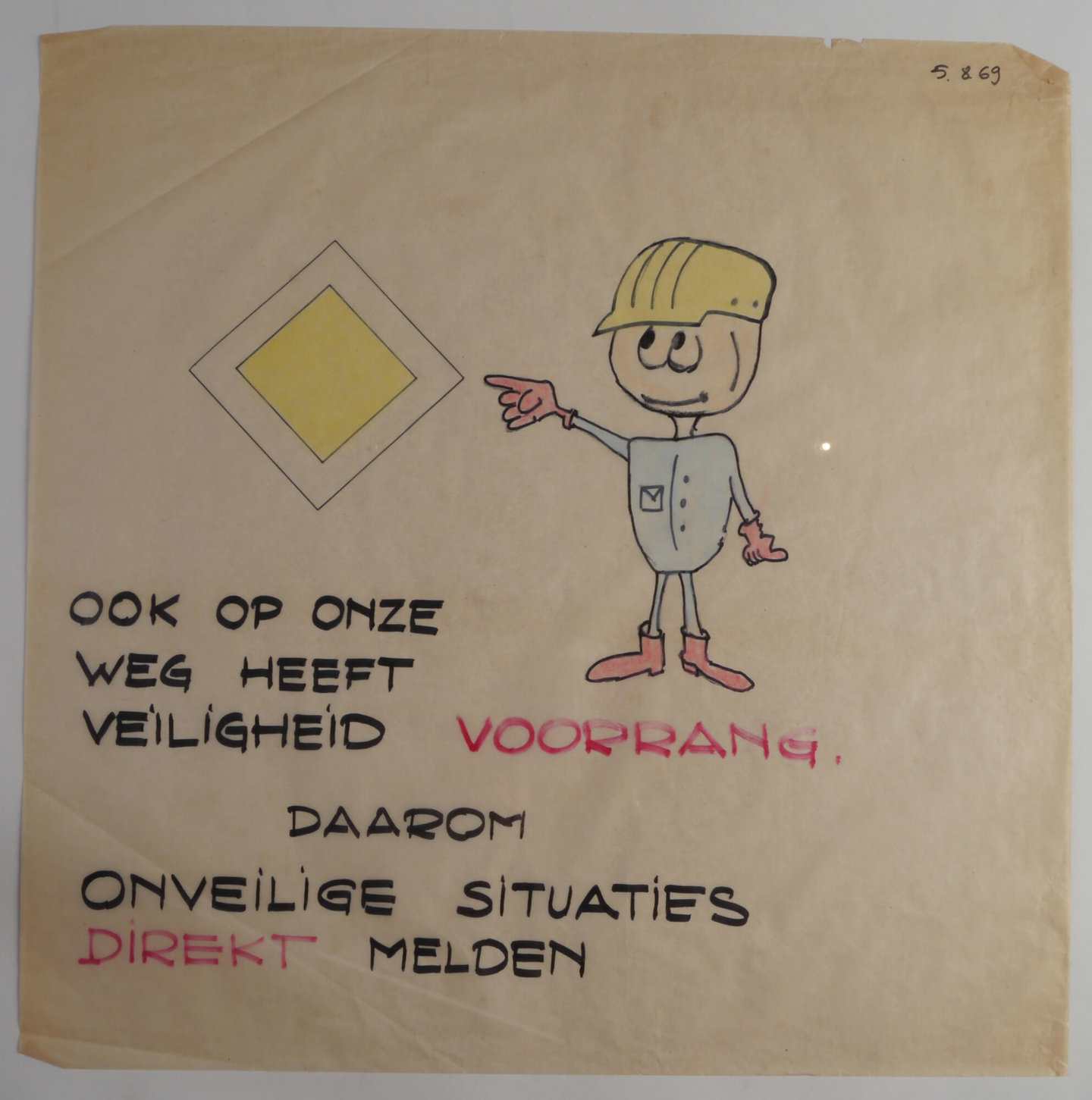 Handgetekende affiche om de aandacht te vestigen op arbeidsveiligheid