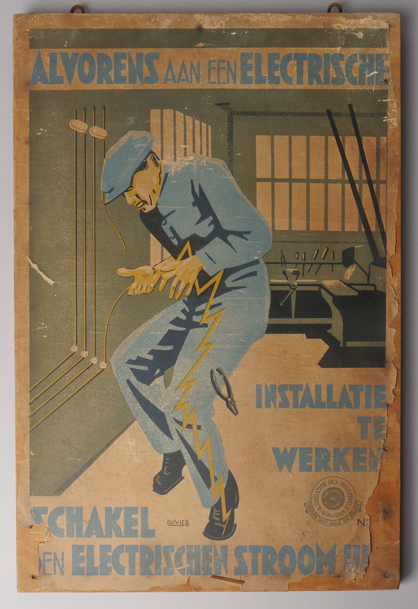 Affiche om de aandacht te vestigen op arbeidsveiligheid