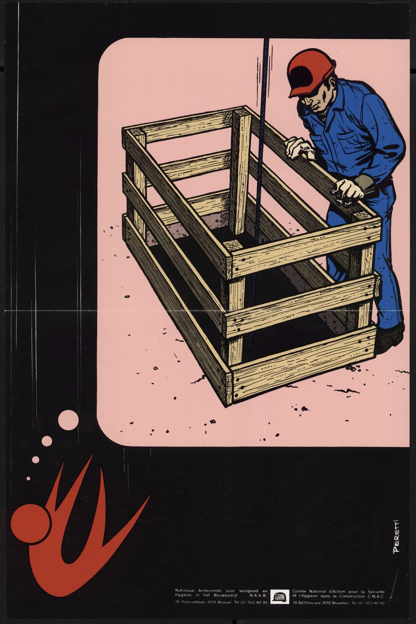 Affiche om de aandacht te vestigen op arbeidsveiligheid