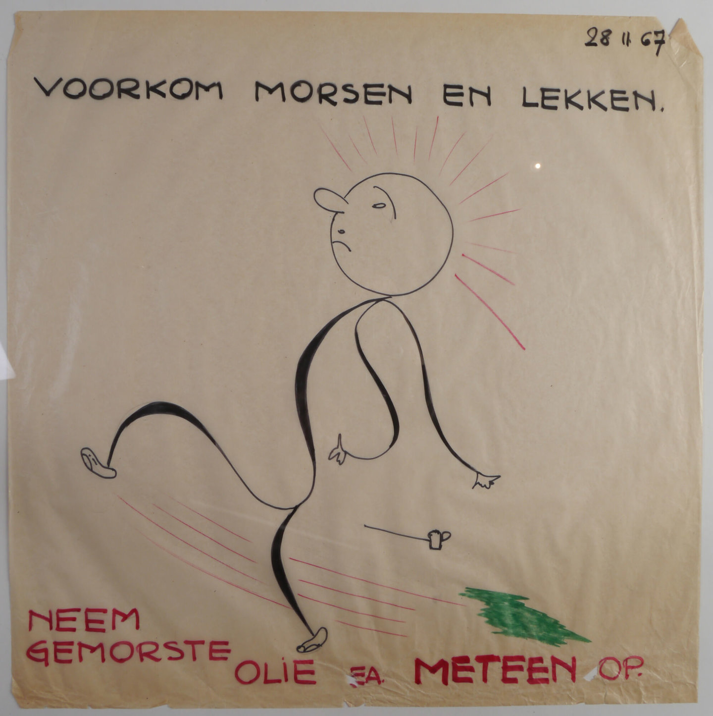 Handgetekende affiche om de aandacht te vestigen op arbeidsveiligheid