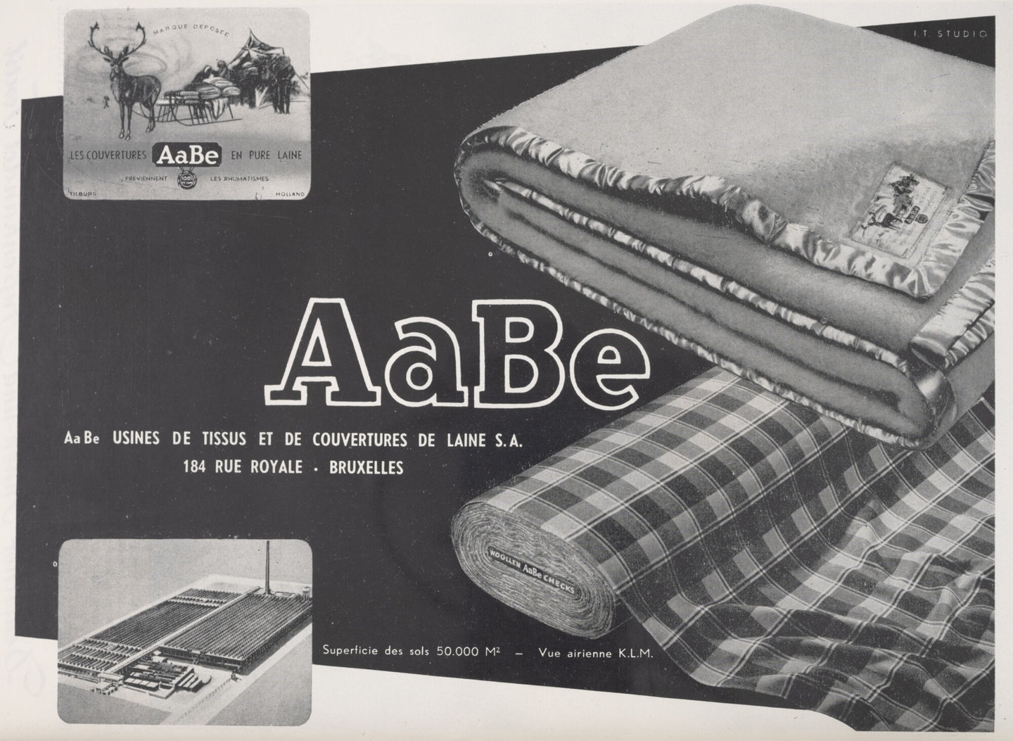 Reclame voor wollendekenfabriek AaBe in Nederland