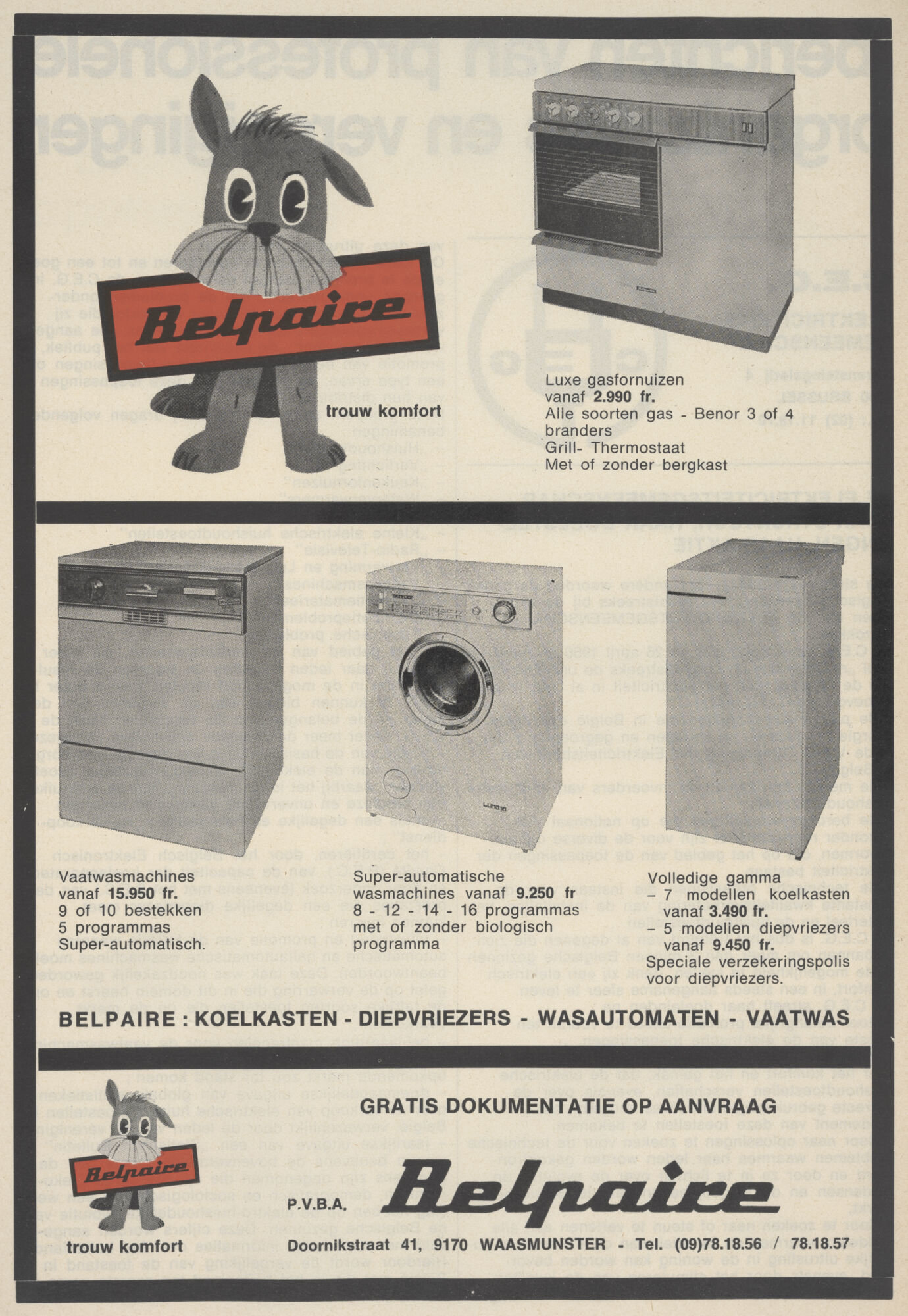 Reclame voor elektrohandel Belpaire in Waasmunster